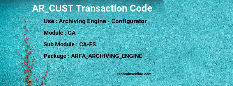 SAP AR_CUST transaction code