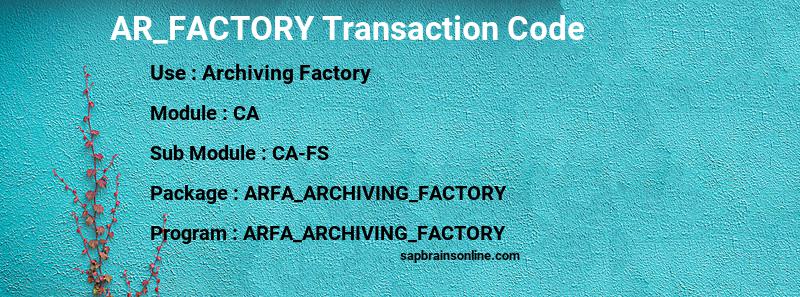 SAP AR_FACTORY transaction code