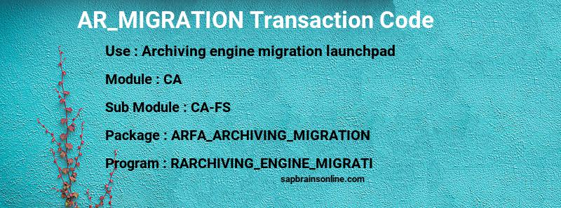 SAP AR_MIGRATION transaction code