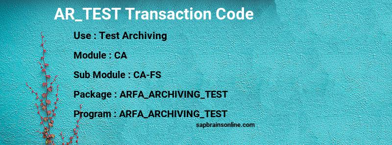 SAP AR_TEST transaction code
