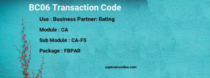 SAP BC06 transaction code