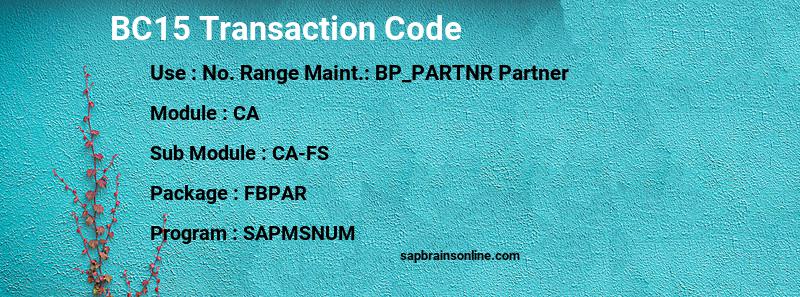 SAP BC15 transaction code