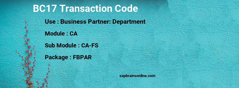 SAP BC17 transaction code