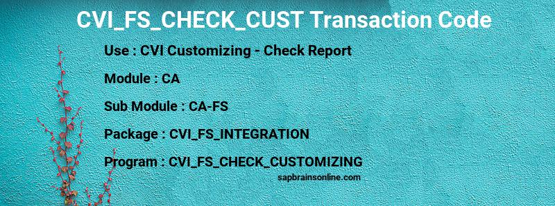 SAP CVI_FS_CHECK_CUST transaction code