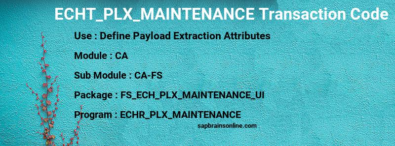 SAP ECHT_PLX_MAINTENANCE transaction code