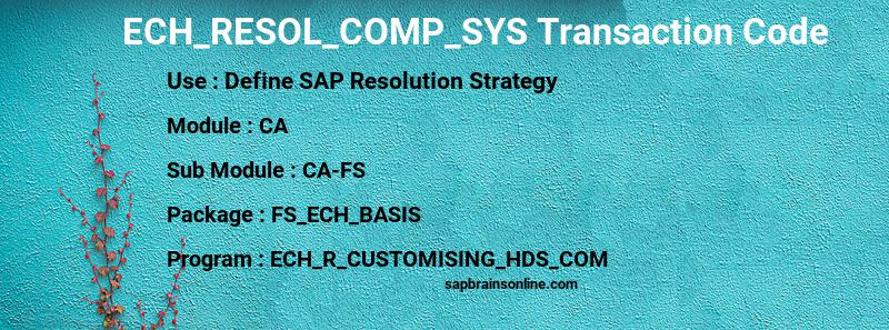SAP ECH_RESOL_COMP_SYS transaction code