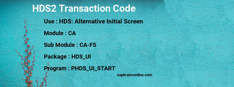 SAP HDS2 transaction code