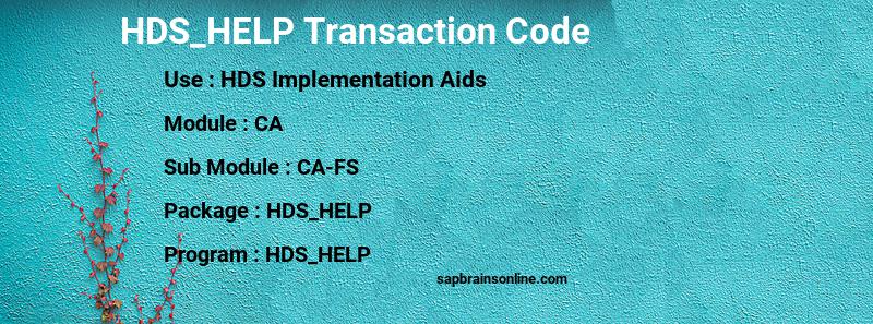 SAP HDS_HELP transaction code