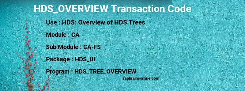 SAP HDS_OVERVIEW transaction code