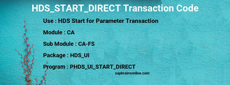 SAP HDS_START_DIRECT transaction code