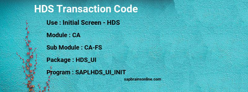 SAP HDS transaction code