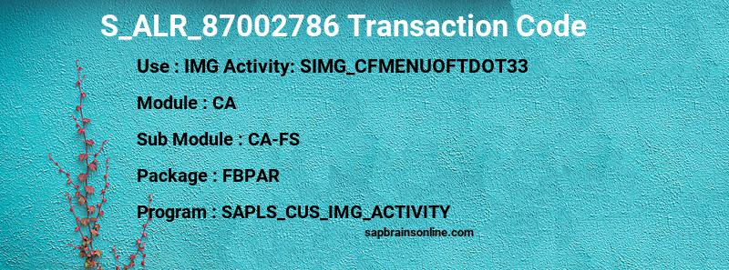 SAP S_ALR_87002786 transaction code