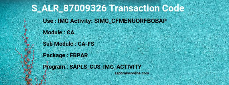 SAP S_ALR_87009326 transaction code