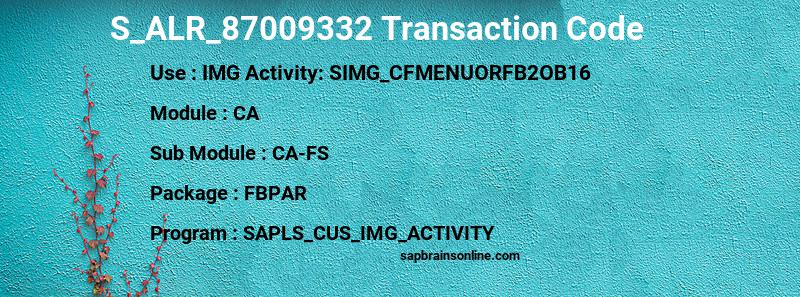 SAP S_ALR_87009332 transaction code