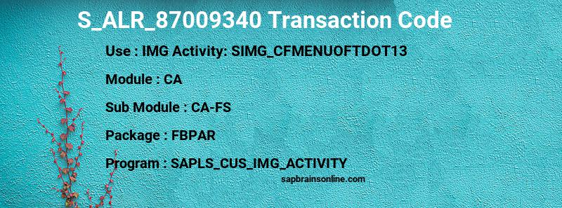 SAP S_ALR_87009340 transaction code