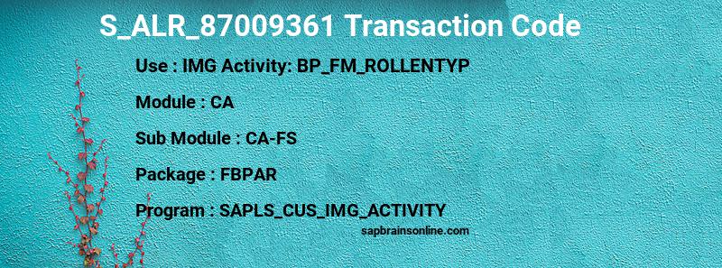 SAP S_ALR_87009361 transaction code
