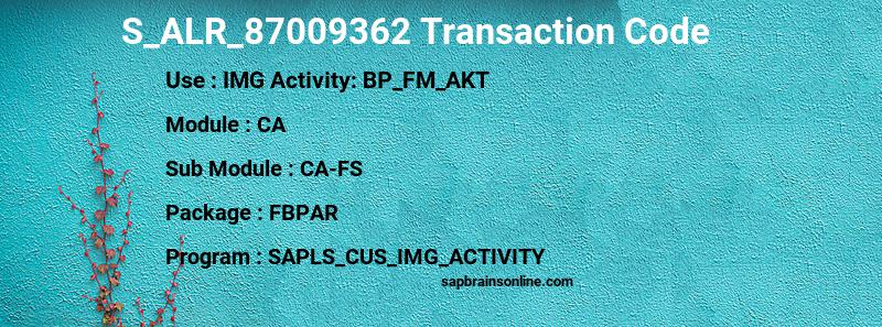 SAP S_ALR_87009362 transaction code