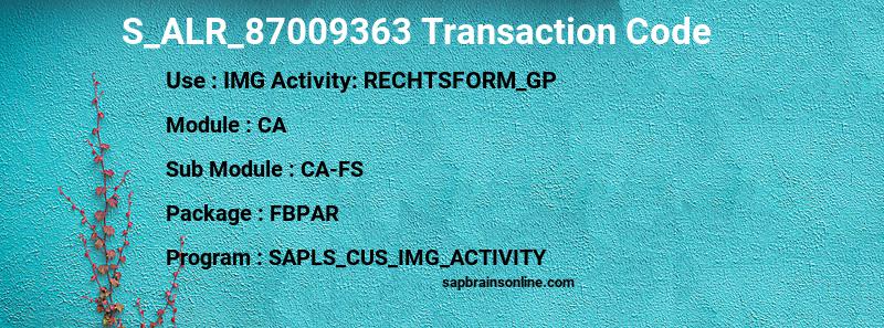 SAP S_ALR_87009363 transaction code