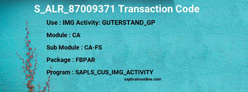 SAP S_ALR_87009371 transaction code