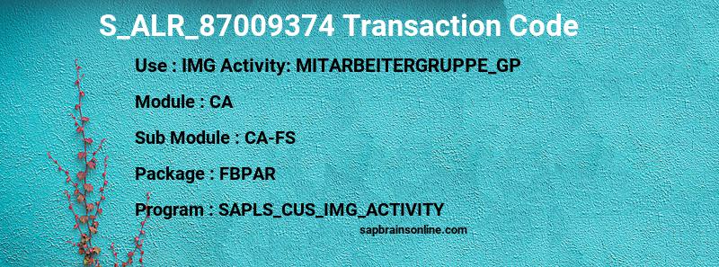 SAP S_ALR_87009374 transaction code