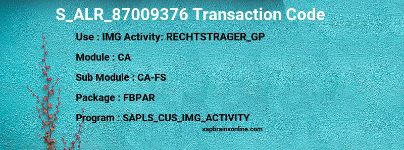 SAP S_ALR_87009376 transaction code