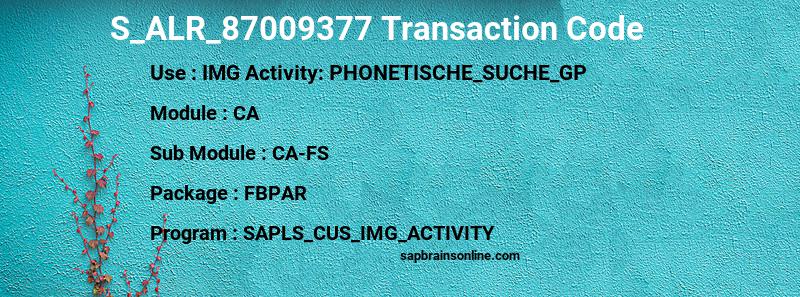 SAP S_ALR_87009377 transaction code