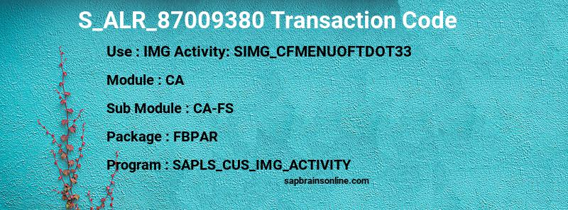 SAP S_ALR_87009380 transaction code
