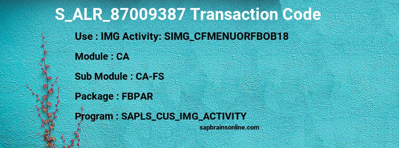 SAP S_ALR_87009387 transaction code