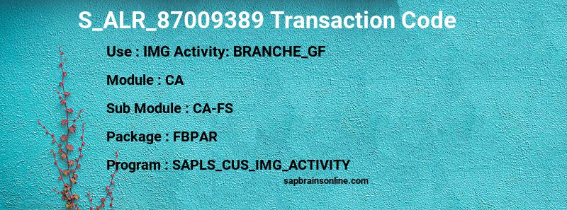 SAP S_ALR_87009389 transaction code