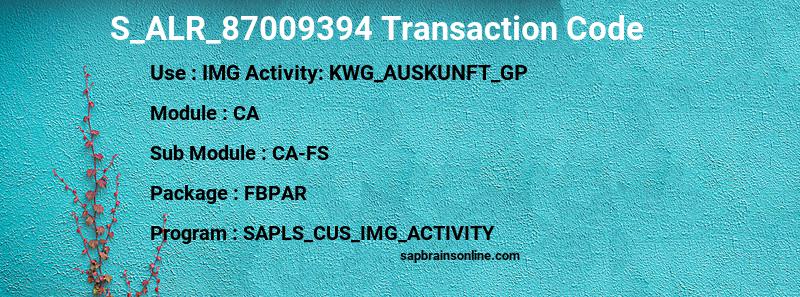 SAP S_ALR_87009394 transaction code