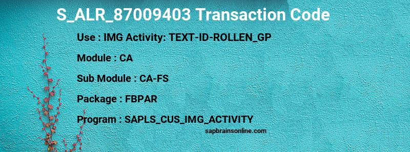 SAP S_ALR_87009403 transaction code