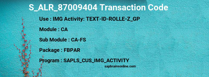 SAP S_ALR_87009404 transaction code