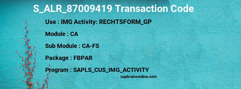 SAP S_ALR_87009419 transaction code