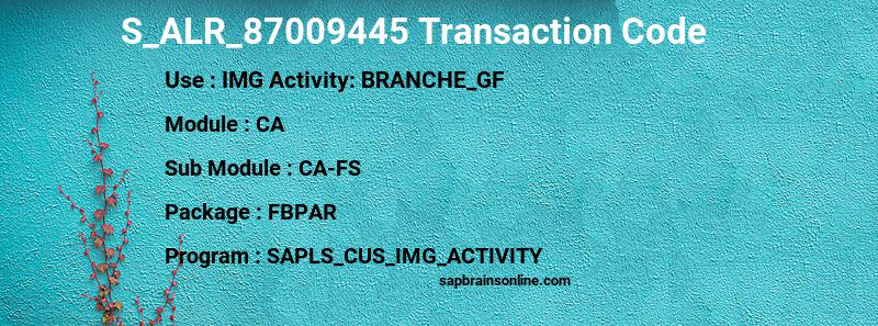 SAP S_ALR_87009445 transaction code