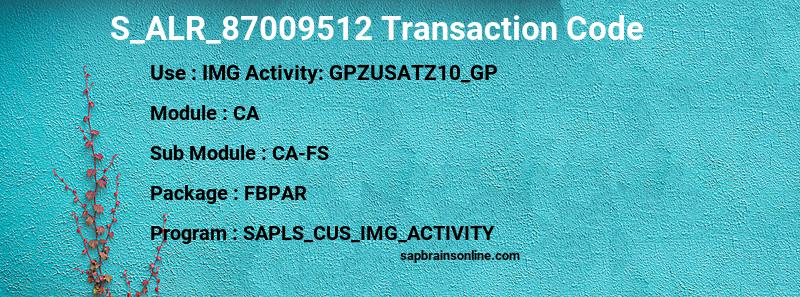 SAP S_ALR_87009512 transaction code