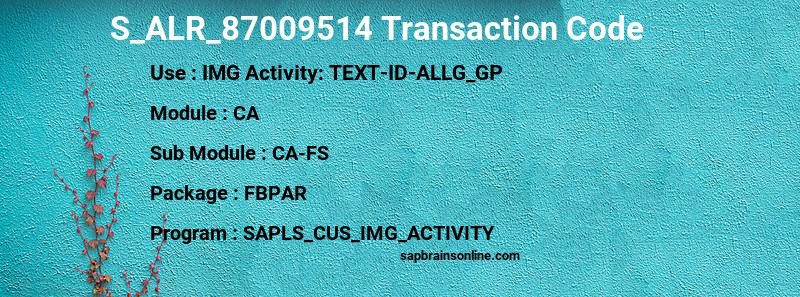 SAP S_ALR_87009514 transaction code