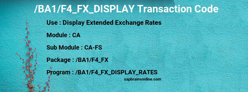 SAP /BA1/F4_FX_DISPLAY transaction code