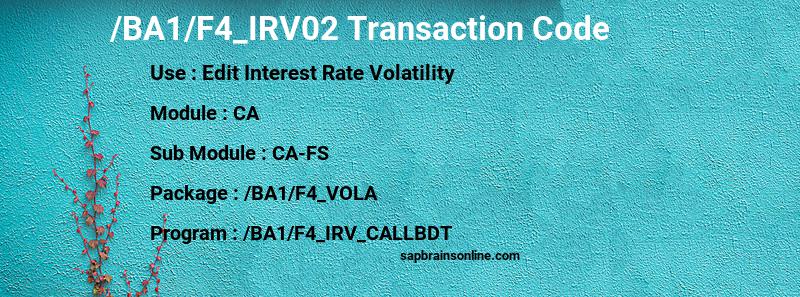 SAP /BA1/F4_IRV02 transaction code