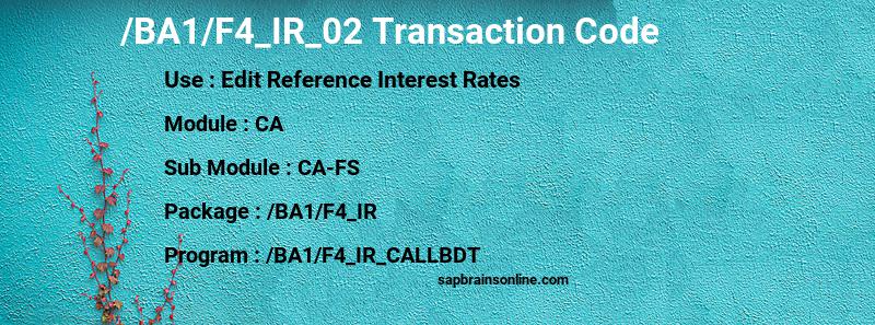 SAP /BA1/F4_IR_02 transaction code