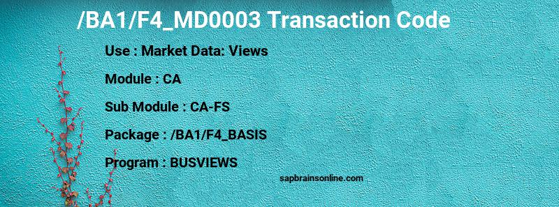 SAP /BA1/F4_MD0003 transaction code