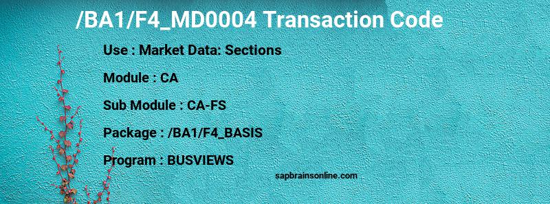 SAP /BA1/F4_MD0004 transaction code