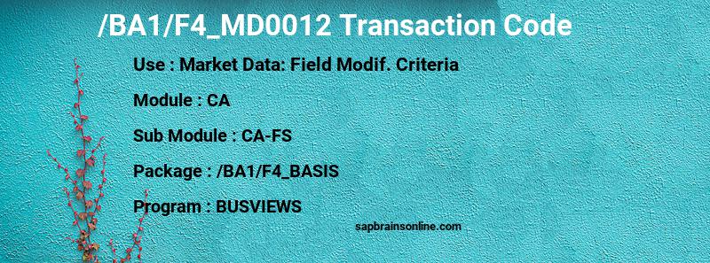 SAP /BA1/F4_MD0012 transaction code