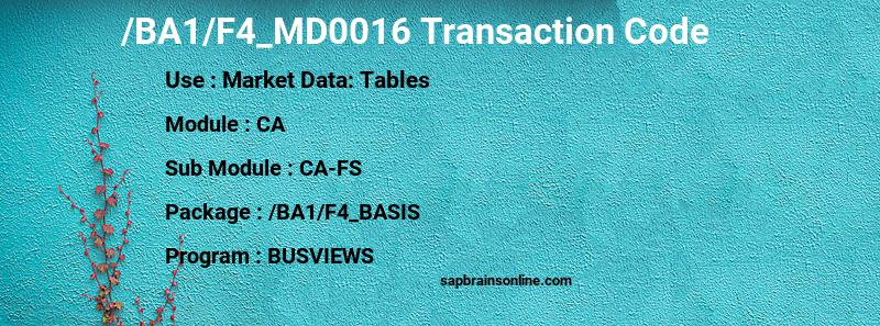SAP /BA1/F4_MD0016 transaction code