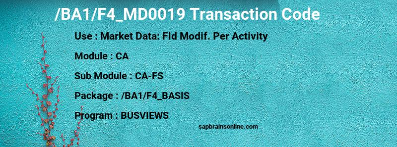 SAP /BA1/F4_MD0019 transaction code