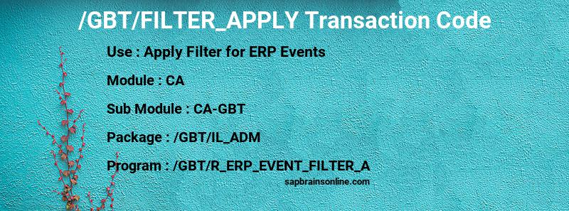 SAP /GBT/FILTER_APPLY transaction code