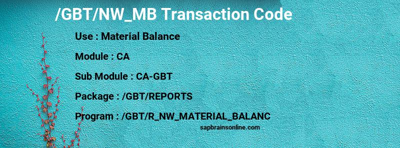SAP /GBT/NW_MB transaction code
