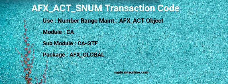 SAP AFX_ACT_SNUM transaction code