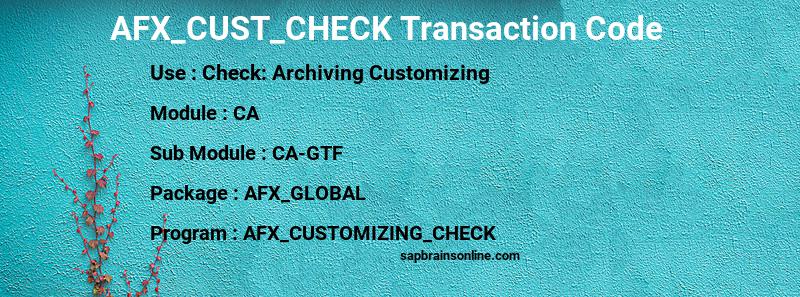 SAP AFX_CUST_CHECK transaction code