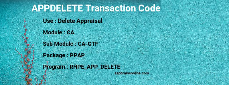 SAP APPDELETE transaction code