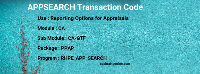SAP APPSEARCH transaction code